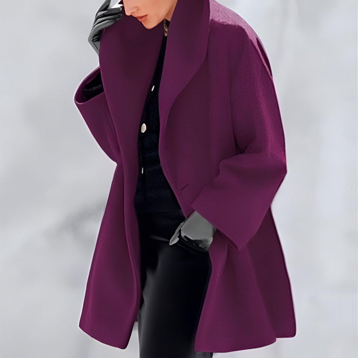 Lena™ | Cappotto in lana antivento con collo a scialle